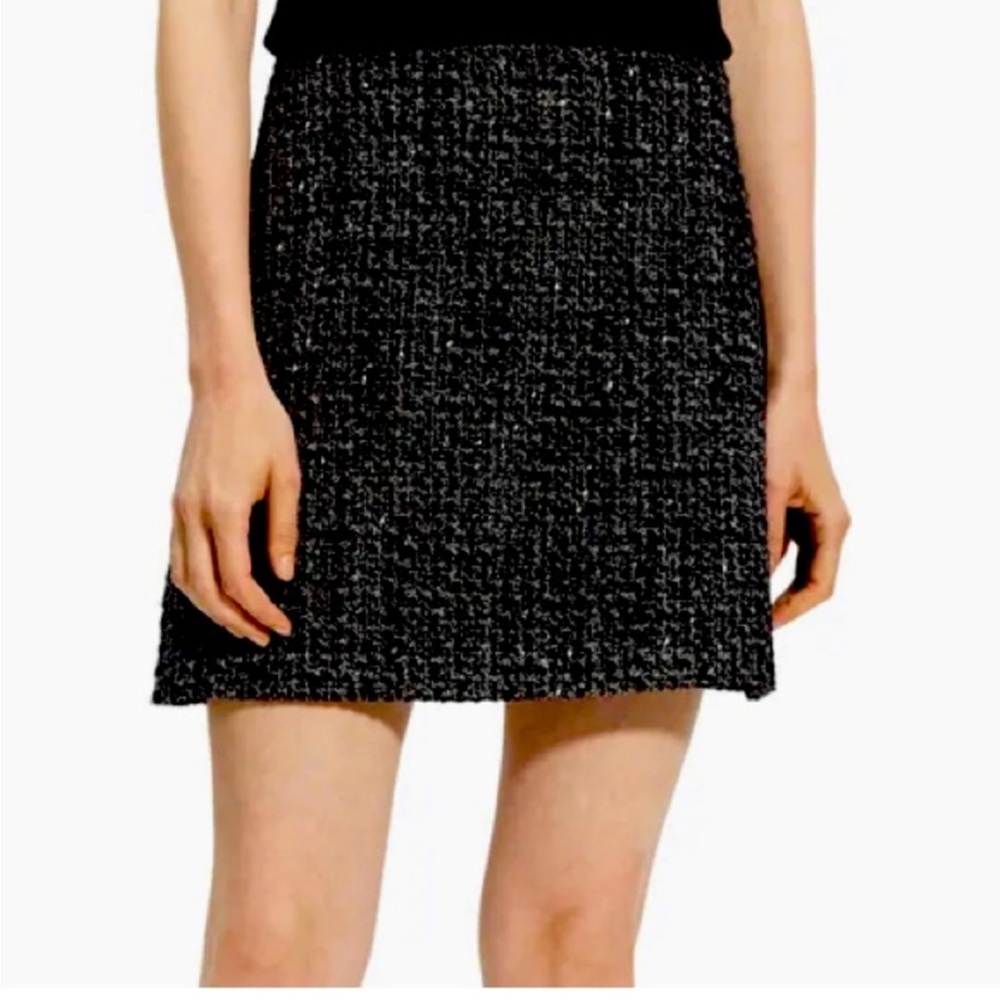 Theory Black Tweed Pencil Skirt Woman’s 6 ~ Textured Wool Blend Fabric Lined